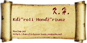 Károli Honóriusz névjegykártya